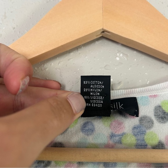 August Silk Multicolor Colorful Polka Dot Rainbow Fitted Notched Collar Cardigan - Picture 3 of 6